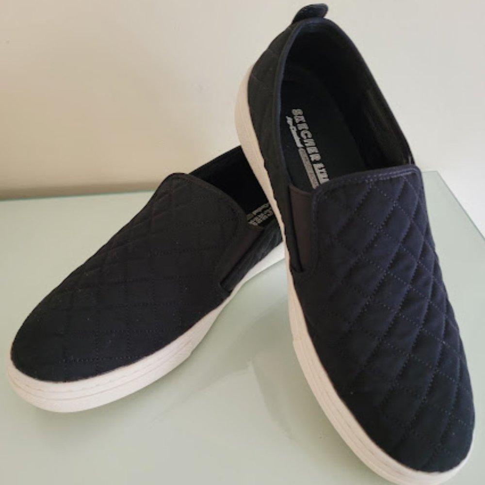 Sketchers Street Black Nylon Quilted Sneakers